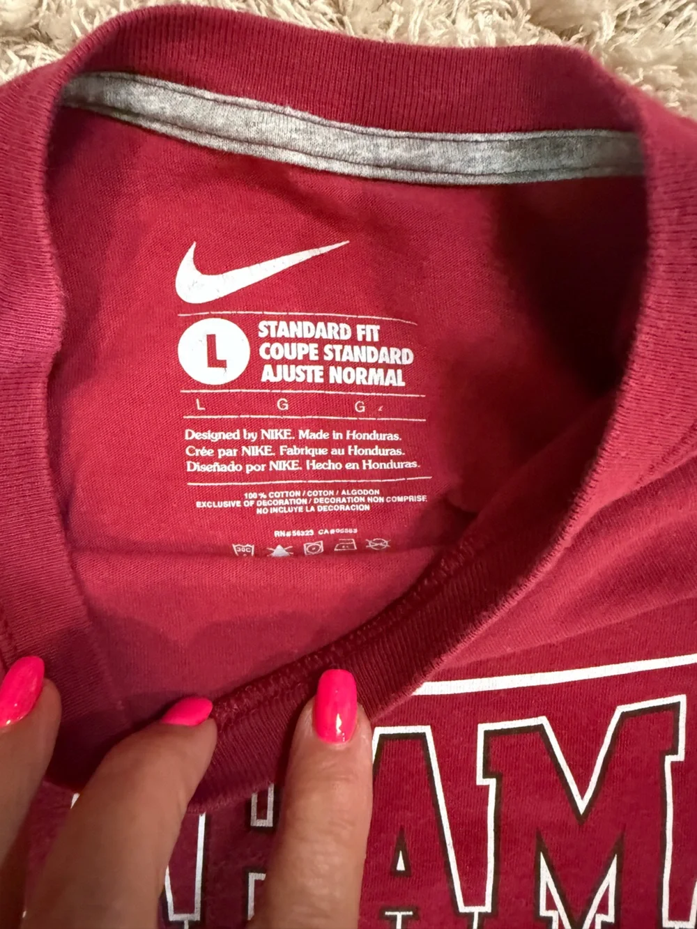 Nike Alabama Script Tee - Crimson & White